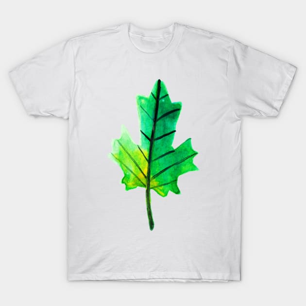 Watercolor Green-Yellow Leaf T-Shirt by saradaboru